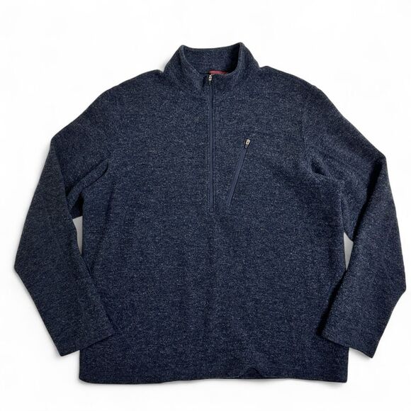 Ibex Merino Wool Quarter Zip Sweater XL Navy USA Made Retired Style Preppy - Picture 1 of 9